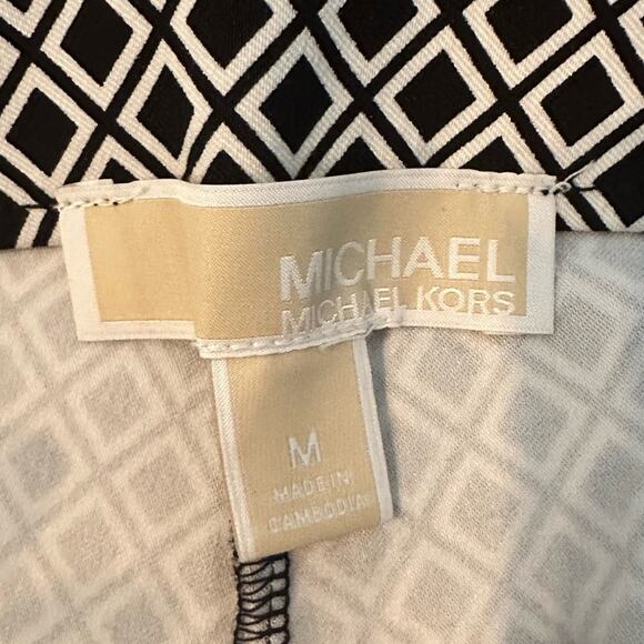 Michael Kors Pants Medium $78 Stretch Slacks Diamond Print Black White NWT - Picture 4 of 13